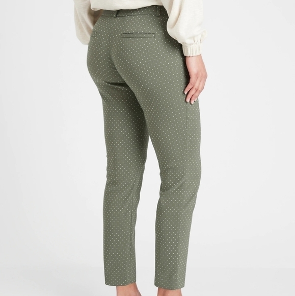 Banana Republic polka dot Sloan Slim Pant Green white 18 - Picture 2 of 10